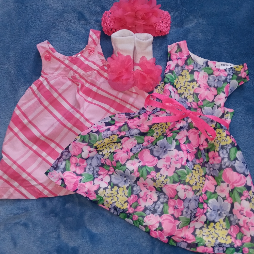Two Beautiful Pink baby dresses 0 to 3 m